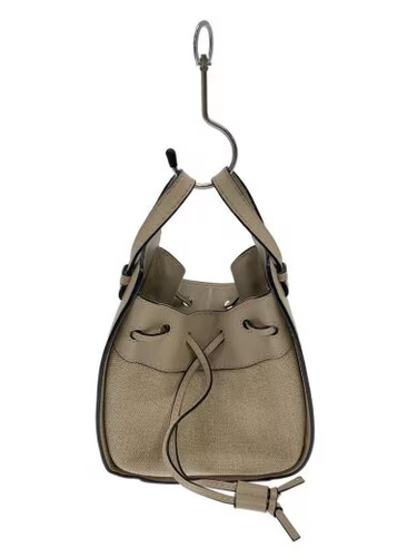 LOEWE/Hammock Drawstring Mini Canvas/Crossbody Bag/Leather/BEG/Solid Color