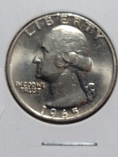 1965 SMS Washington Quarter – BU Uncirculated – 1st Year Clad – Bright Lustrous