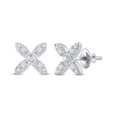 0.23 cttw Diamond X Stud Earrings 14k White Gold Screw Back