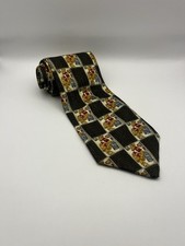 Structure Men's Necktie Tie Silk Multicolor Geometric Car Scene Made in USA