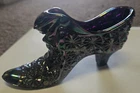 RARE EUC Fenton Amethyst Purple Carnival Glass Shoe Daisy Button Cathead #150
