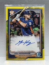 2024 Bowman Chrome Grae Kessinger Yellow Refractor /75 1st Bowman Rookie Auto RC