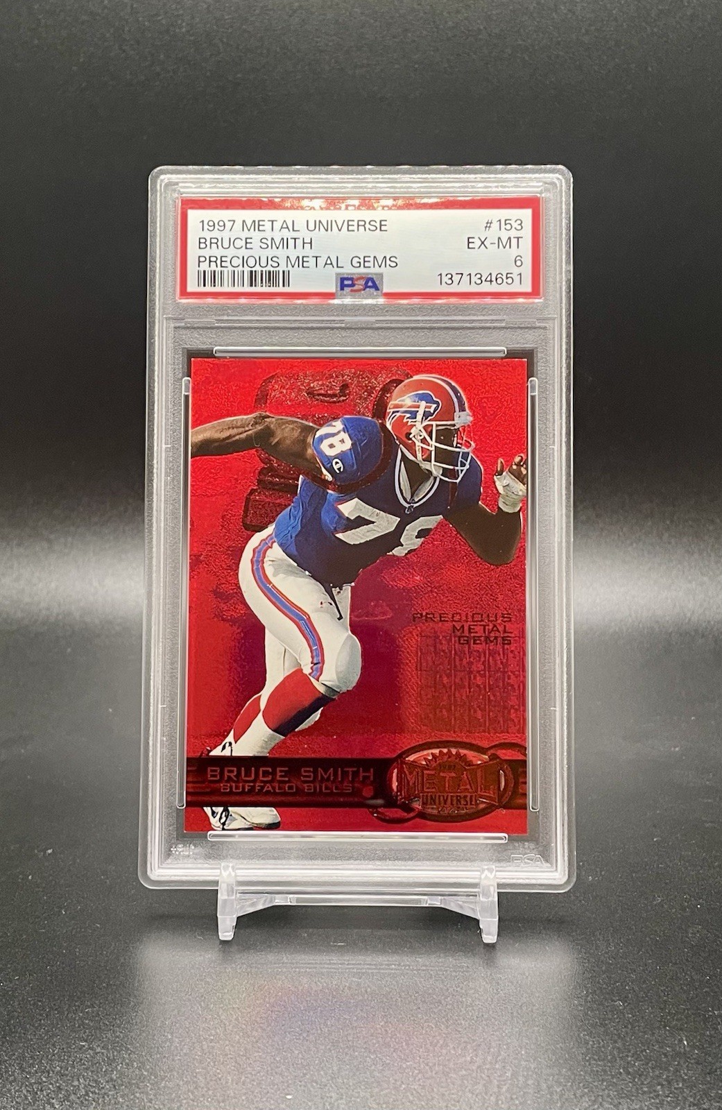 1997 Metal Universe #153 Bruce Smith Precious Metal Gems PMG #068/150 PSA 6