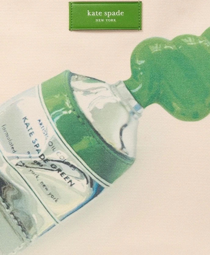 Bolso de Mano Kate Spade New York Squeeze Grande Ks Lona Pintura Verde Nuevo con Etiquetas Foto 3 de 4