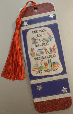 Book Lover Bookmark with Tassel - Laminated with Glitter Borders 6x2''