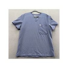 FIGS Technical Collection Leon Scrub Top Blue Gray V-Neck Pocket Mens Large L
