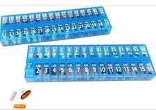 Monthly Large Pill Organizer AM/PM 31 Day Medication Box Travel Medicine Case