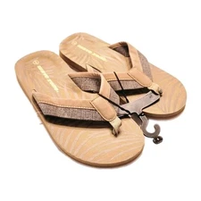 Wave Zone Men's Flip Flops Size 8 Palms Beach Light Brown Comfort Thong Sandals 