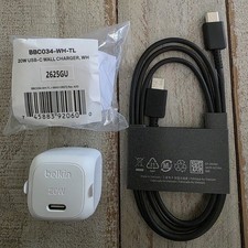 Belkin USB-C 20W Compact Wall Charger + Samsung USB-C to USB-C Charging Cable