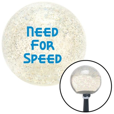 Blue Need For Speed Clear Metal Flake Shift Knob w/ M16x1.5 Insert Shifter Auto