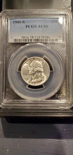 Blazer! 1941-S PCGS AU58 Washington Quarter (16.00 in Silver)