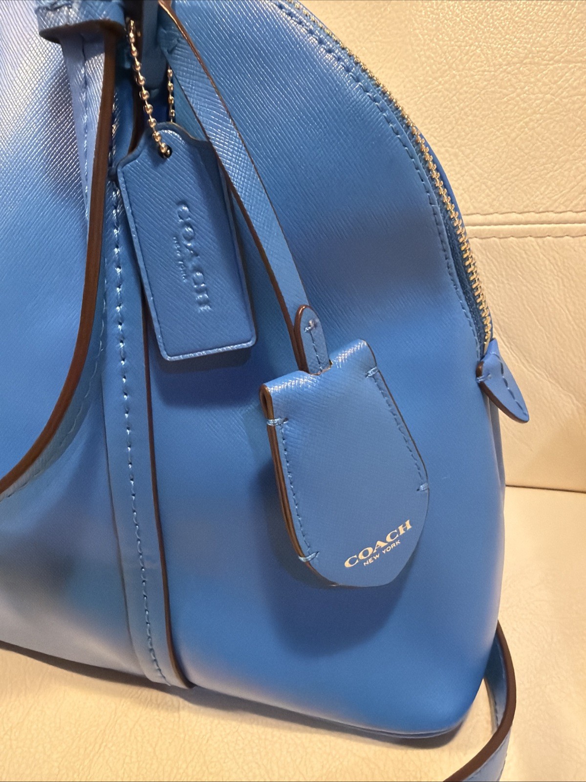 Coach Peyton Cora Domed Satchel Porcelain Blue Leather Bag image 5