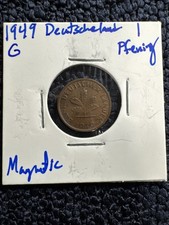 Vintage 1949-G Germany 1 Pfennig Copper Clad Steel. Magnetic. Post WWII