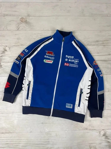 Vintage Suzuki Racing Fleece Jacket Motorcycle Big Logo F1 Men Size S blue - product listing photo