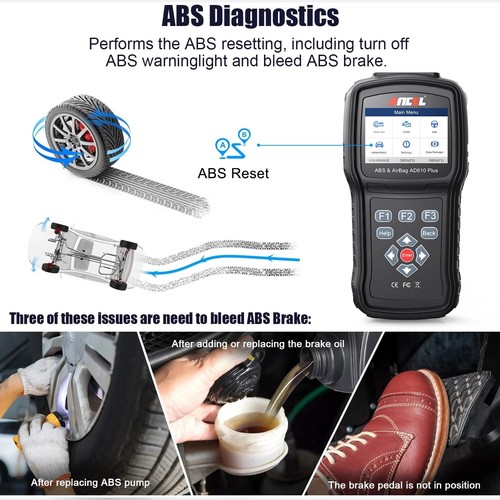 ANCEL AD610 Plus Bidirectional OBD2 Scanner ABS SRS Engine System OIL EPB Reset - Imagen 10 de 12