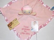 KIDS PREFERRED SECURITY BLANKET PINK THANK GOODNESS LITTLE GIRL BLONDE BLUE EYES
