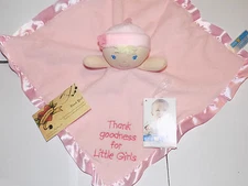 KIDS PREFERRED SECURITY BLANKET PINK THANK GOODNESS LITTLE GIRL BLONDE BLUE EYES
