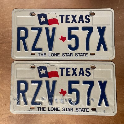 1990s Texas License Plate Pair # RZV-57X | eBay