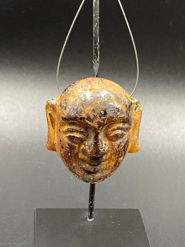 Vintage Antique Style South East Asian Amulet Glass Head Figure Pendant - Picture 12 of 12