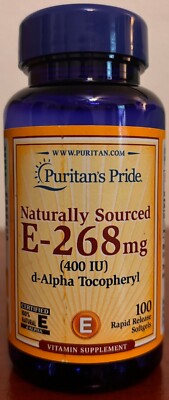 Vitamin E 400IU d-Alpha Tocopheryl 100 Softgels Antioxidant Immune Support
