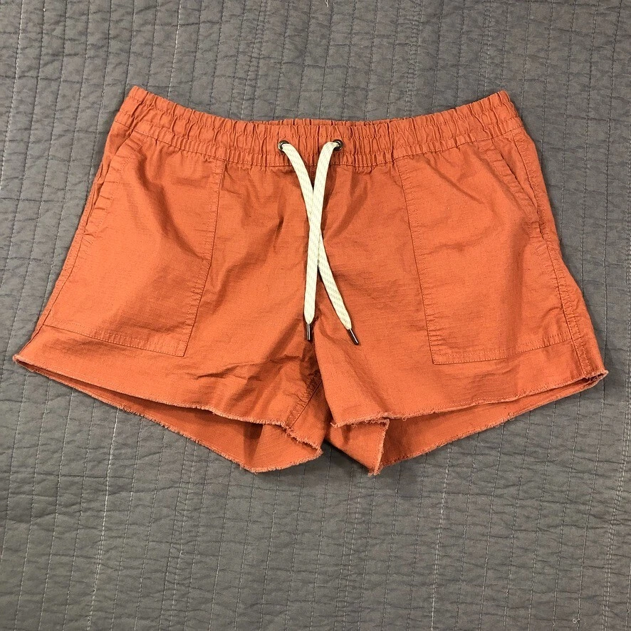 vuori organic cotton blend ripstop drawstring raw hem shorts