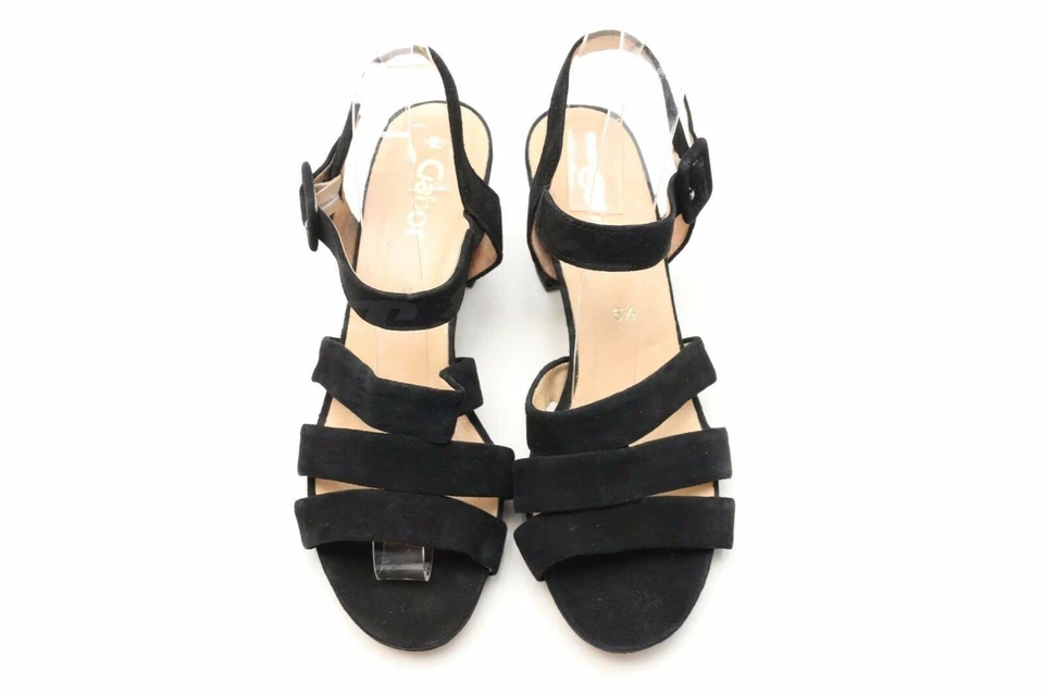 Sandalias para mujer GABOR negras de gamuza con hebilla y correa en el tobillo talla UK 5,5 Foto 3 de 4