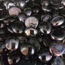 50 BLACK MIRROR Glass Pebbles for Vases, Gardens, EVENTS, Craft 17-20mm