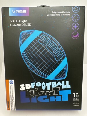 Vega 3-D Holographic Football Nightlight 16 Colors Flash Strobe Fade Smooth