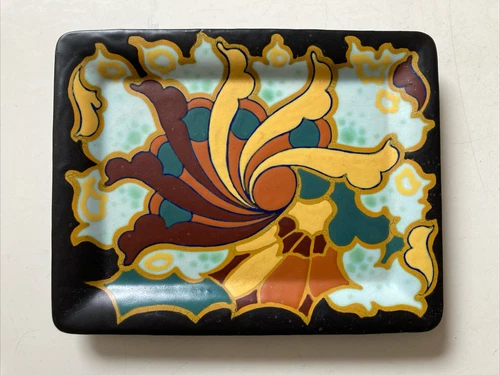 Antique Art Deco Regina Pottery Gouda Holland Dish Signed 17 X 13cm