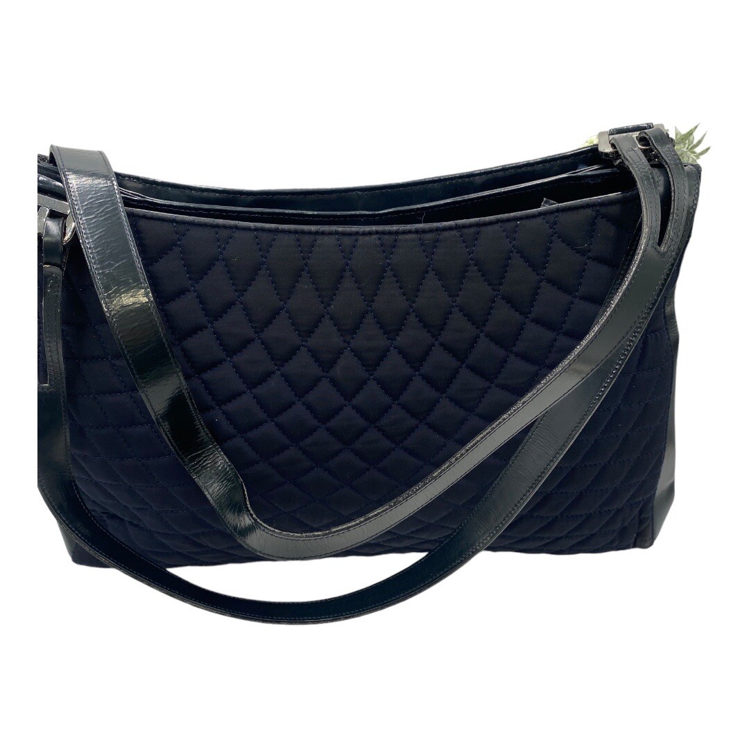 Vintage Bally Black Quilted Fabric and Leather Shoulder Bag Vintage Bally Black Quilted Fabric and Leather Shoulder Bag