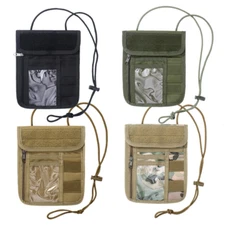 Tactical Nylon Passport Holder ID Card Organizer Travel Neck Wallet Phone Pouch