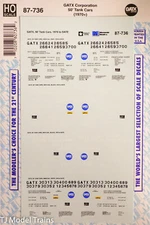 Microscale Decal HO #87-736 GATX Corporation Freight-Tank Car - 50'  (1970+)