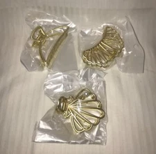BRAND NEW! SET OF 3 PRETTY GOLD METAL HAIR CLAW CLIPS 