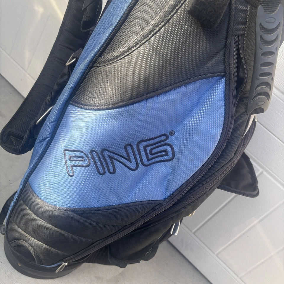 PING FRONTIER GOLF CLUB QUINTERO BAG 6-WAY 6 POCKET SHOULDER STRAP BLUE BLACK - Image 3 of 4