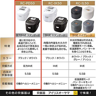 Iris Ohyama Rice Cooker Pressure IH 5.5 Go White RC-PD50-W 40