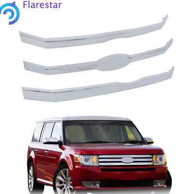 Front Upper Grill Grille Bars Insert 3PC Fit For Ford Flex 2009 2010-2012 Chrome