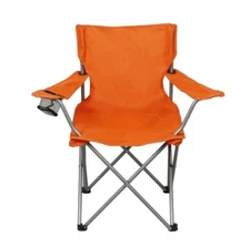 Ozark Trail Basic Quad Folding Camp Chair with Cup Holder, Bright Orange, Adult