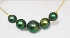18"10-13MM SOUTH SEA GENUINE PEACOCK GREEN ROUND PEARL NECKLACE PENDANT 09888