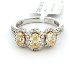 Video 14K White Gold Natural Yellow Canary Diamond   Engagement Ring Wedding