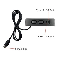 2 Button 5 Pin Hand Control Switch with USB A C for Power Recliner Lift Chair