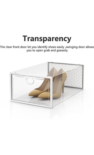 Pinkpum Schuhaufbewahrungsboxen, durchsichtige Vorderseite blickdichte Seiten bis Herrengröße 11 oder Wmns 12 - Bild 4 von 6