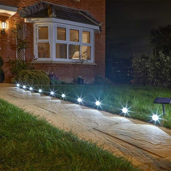 Solar Garden LED Spotlights 10pc Set Stake Outdoor Lanterns Driveway Light  Up