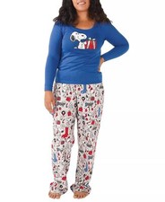 Munki Munki Women's Matching Snoopy Holiday Family Pajama Set Size 2XL