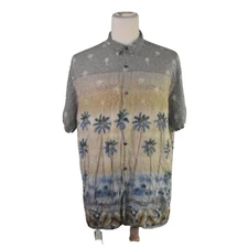Island shores Aloha Palm tree print men shirt XXL Vintage  Wear all rayon 