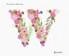 The Letter W Flowering Needlepoint Kit or Canvas