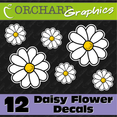 12 LRG Gänseblümchen Blume Autoaufkleber Vinyl-Aufkleber Grafik Schlafzimmer Wandkunst CARTOON