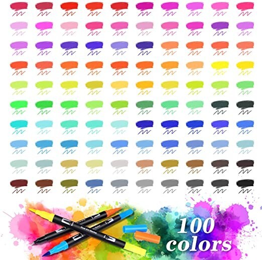 Set Di 48 Pennarelli A Doppia Punta – Punta Fine E A Pennello, Colori Vivaci, Ideale Per Disegno, Lettering E Progetti Artistici
