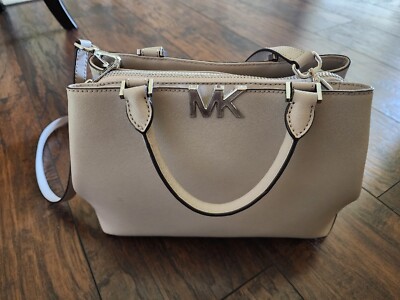Michael Kors Bag MK Florence Cement Leather Satchel Handbag 38T8CRES8L 