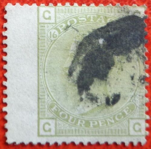 Royaume-Uni, Grande-Bretagne, n°59, 4p vert-olive, 1876, planche 16, oblitéré - Photo 1/2