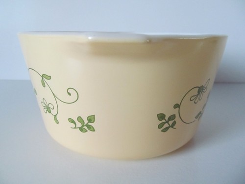 Vintage Pyrex Shenandoah 1 L runde Auflaufform 473-B gelb grün geblümt ohne Deckel - Bild 6 von 19
